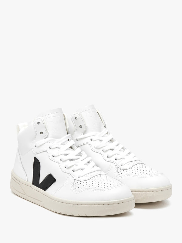 V-15 Leather Extra White Black High-Top Trainers