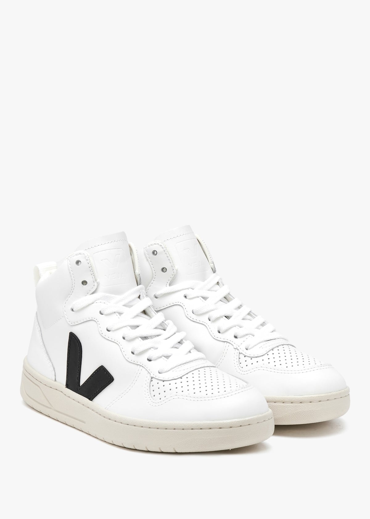 V-15 Leather Extra White Black High-Top Trainers