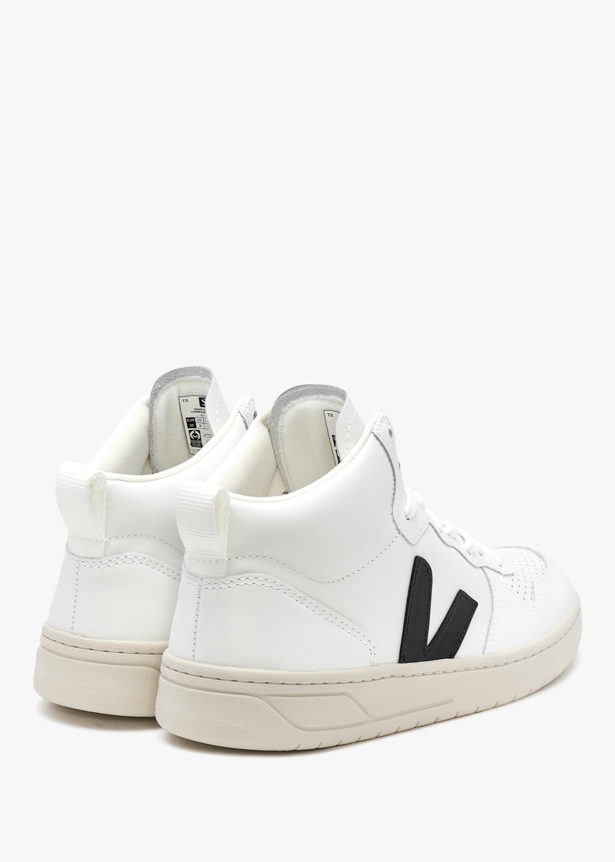 V-15 Leather Extra White Black High-Top Trainers