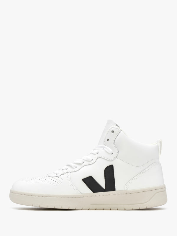V-15 Leather Extra White Black High-Top Trainers
