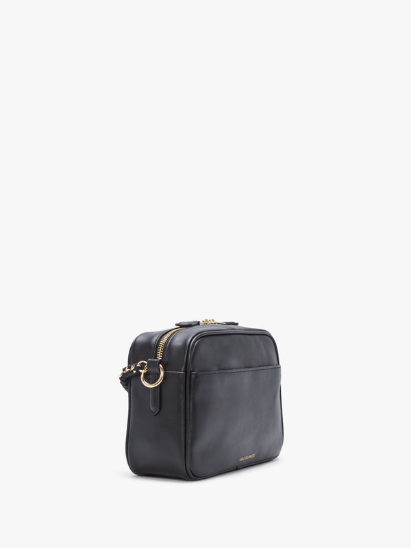 Bella Black Lip Ripple Quilted Leather Cross-Body Bag