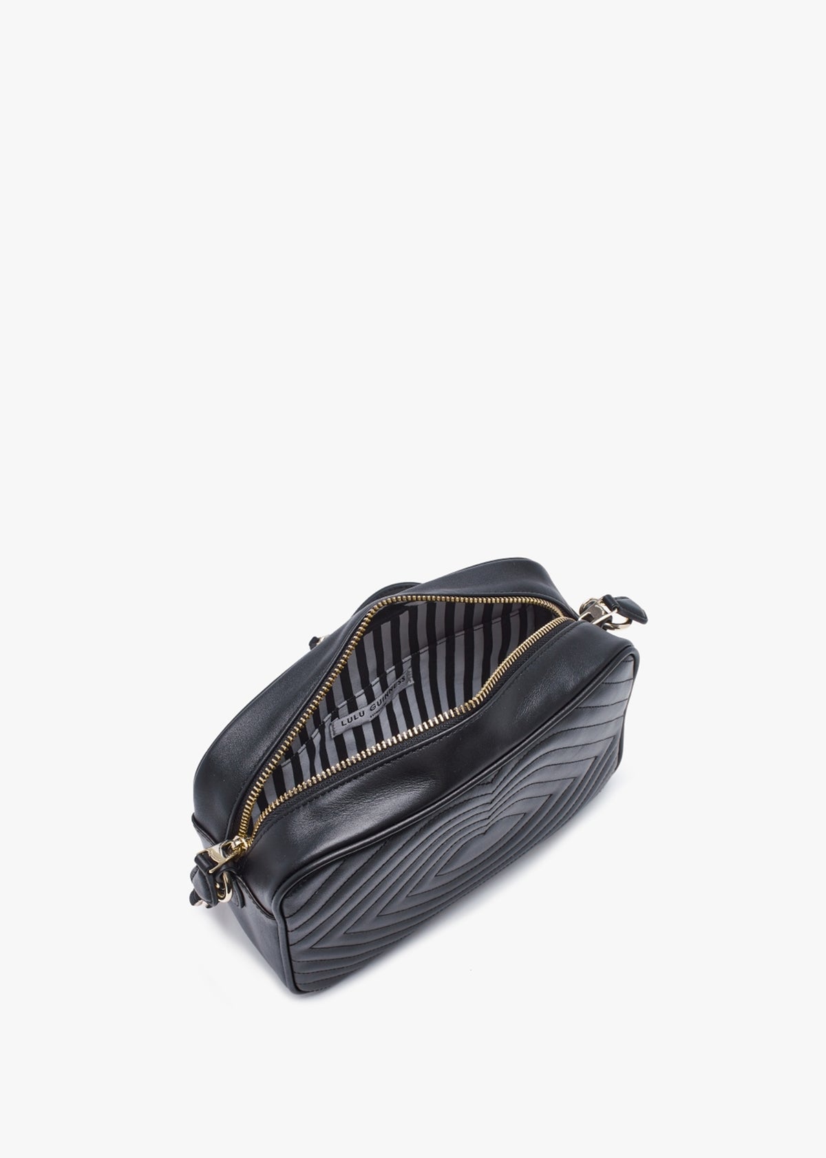 Bella Black Lip Ripple Quilted Leather Cross-Body Bag