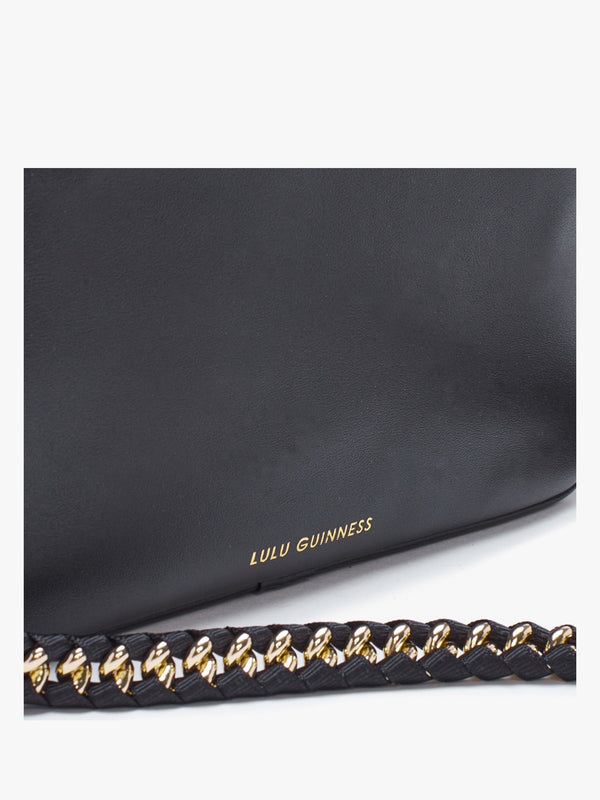 Bella Black Lip Ripple Quilted Leather Cross-Body Bag