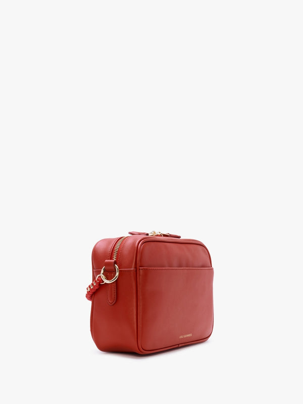 Bella Red Lip Ripple Quilted Leather Cross-Body Bag