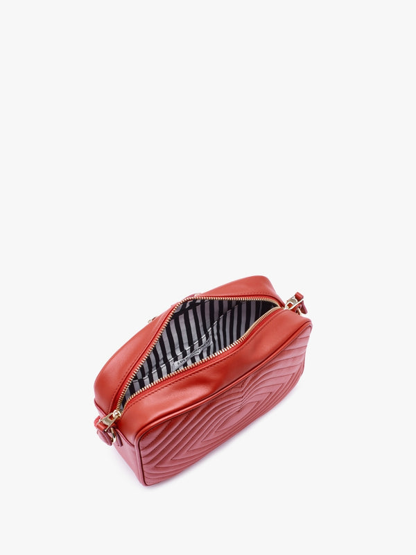 Bella Red Lip Ripple Quilted Leather Cross-Body Bag