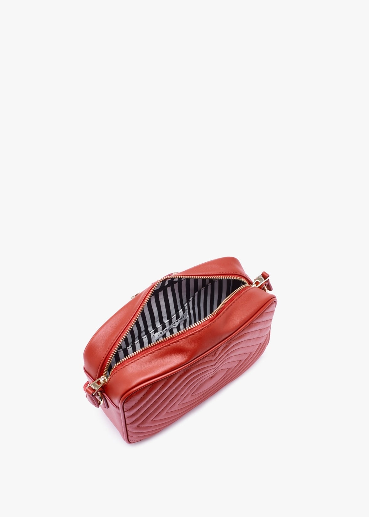 Bella Red Lip Ripple Quilted Leather Cross-Body Bag