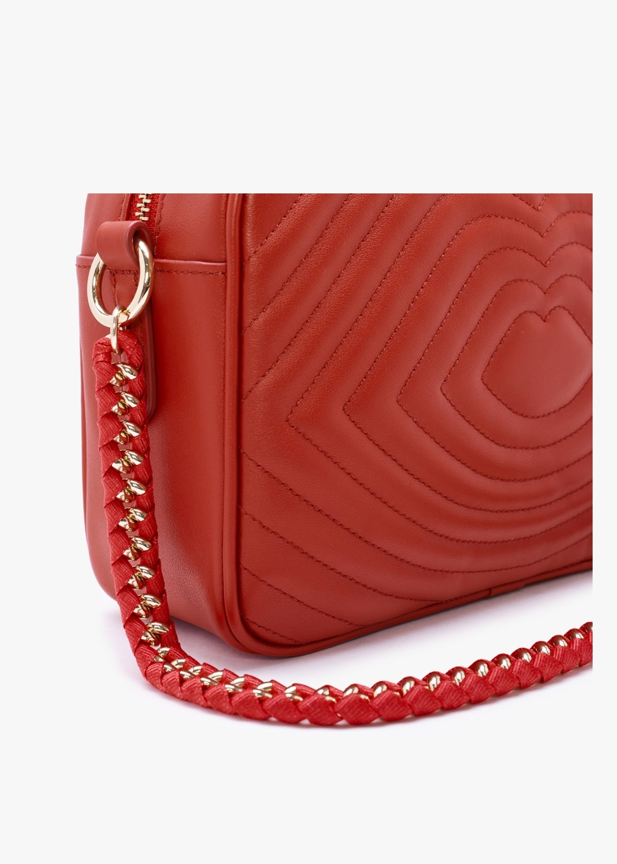 Bella Red Lip Ripple Quilted Leather Cross-Body Bag