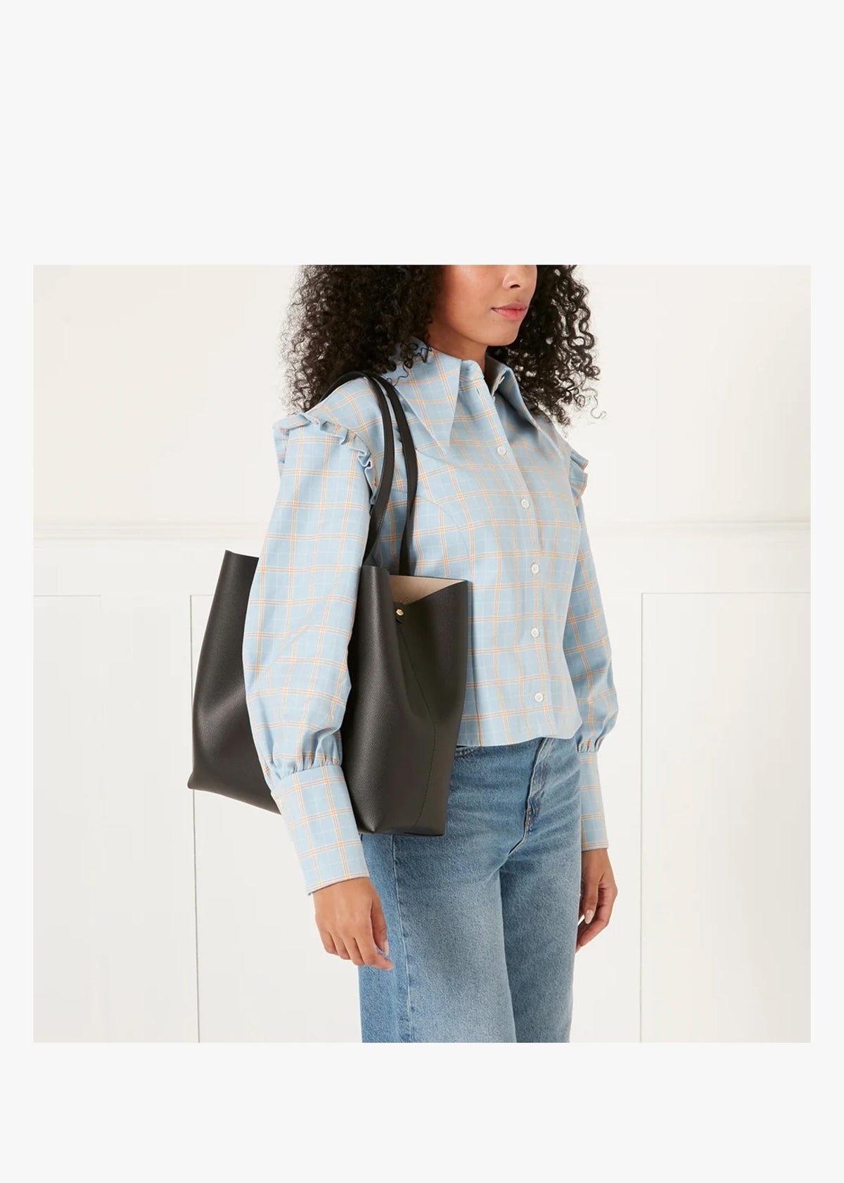 Large Ivy Black Leather Tote Bag