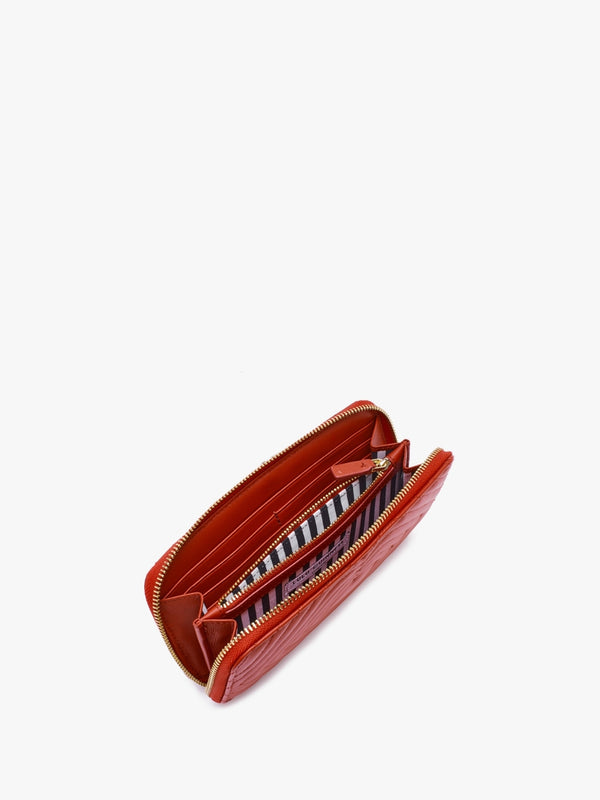 Tansy Ripple Lip Quilted Red Leather Wallet