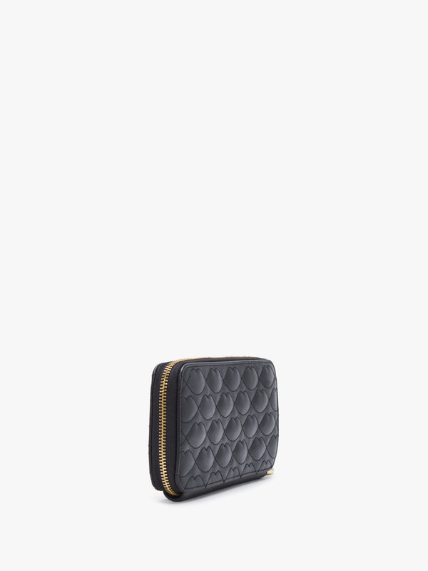 Tansy Lip Quilted Black Leather Wallet
