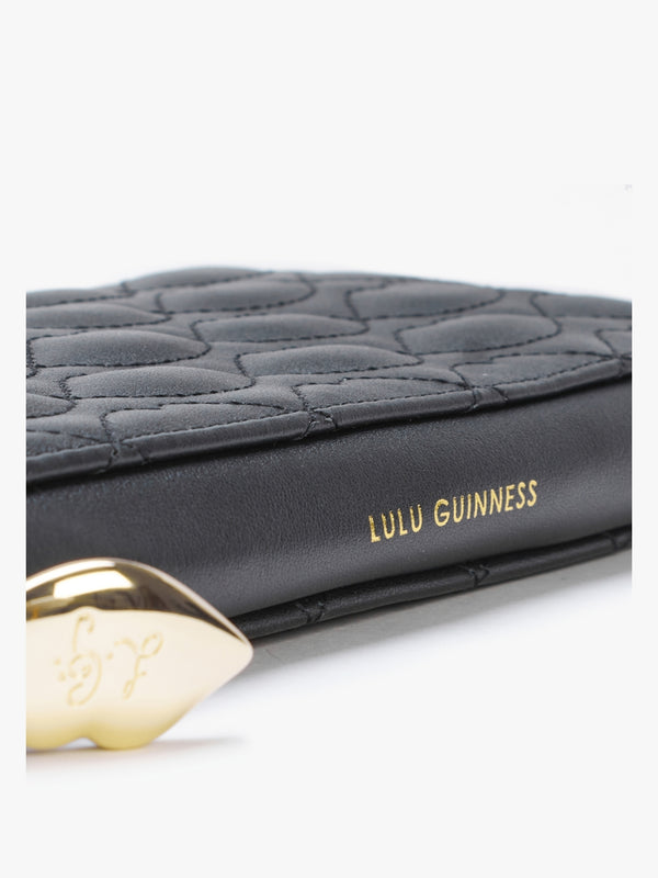 Tansy Lip Quilted Black Leather Wallet