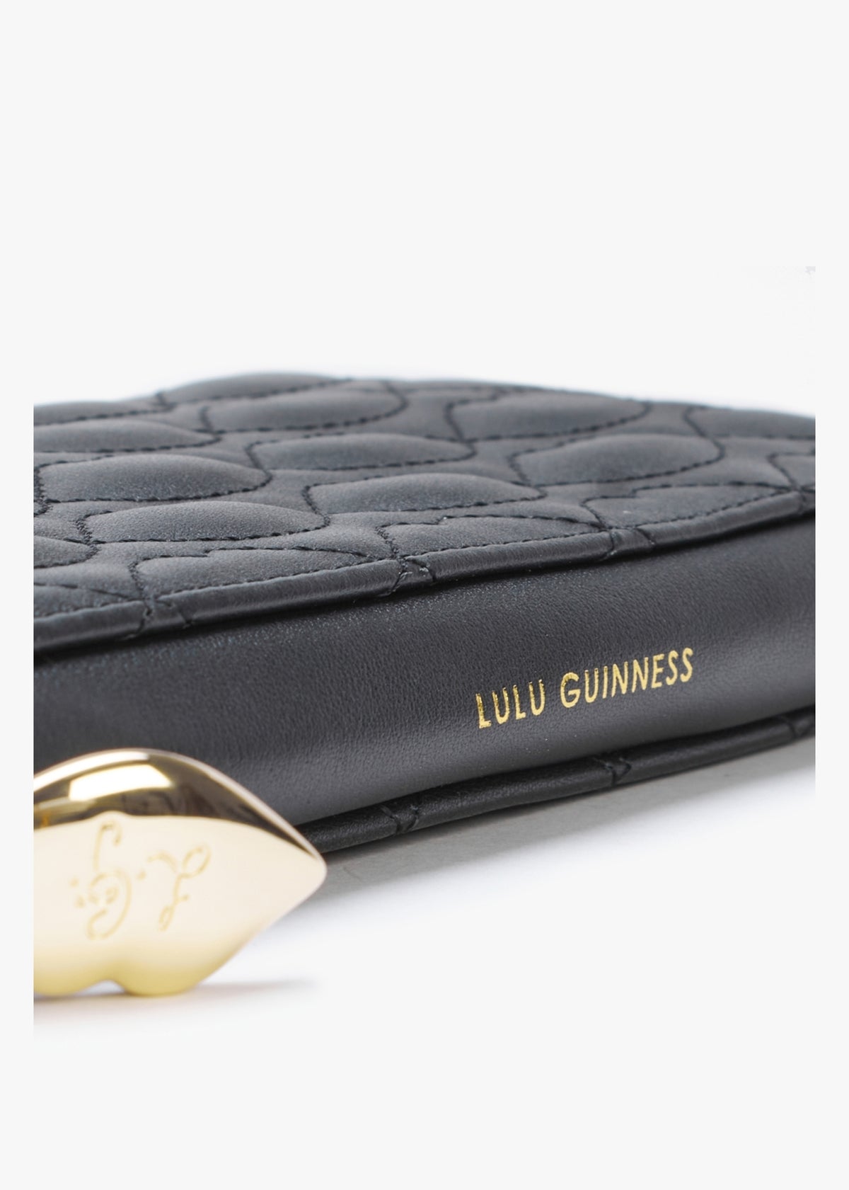 Tansy Lip Quilted Black Leather Wallet