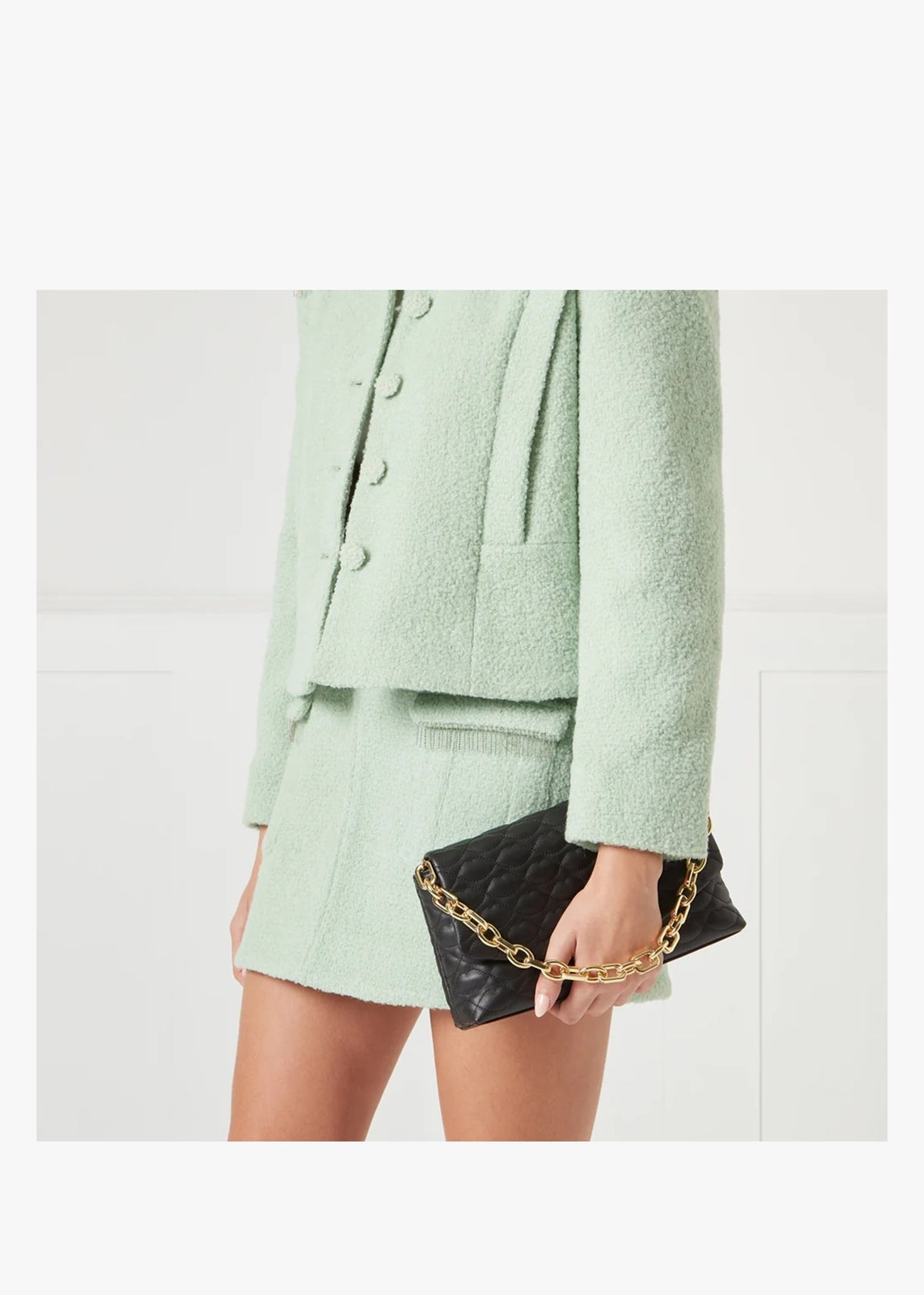Tara Quilted Lips Black Leather Clutch Bag