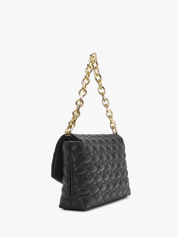 Tara Quilted Lips Black Leather Clutch Bag