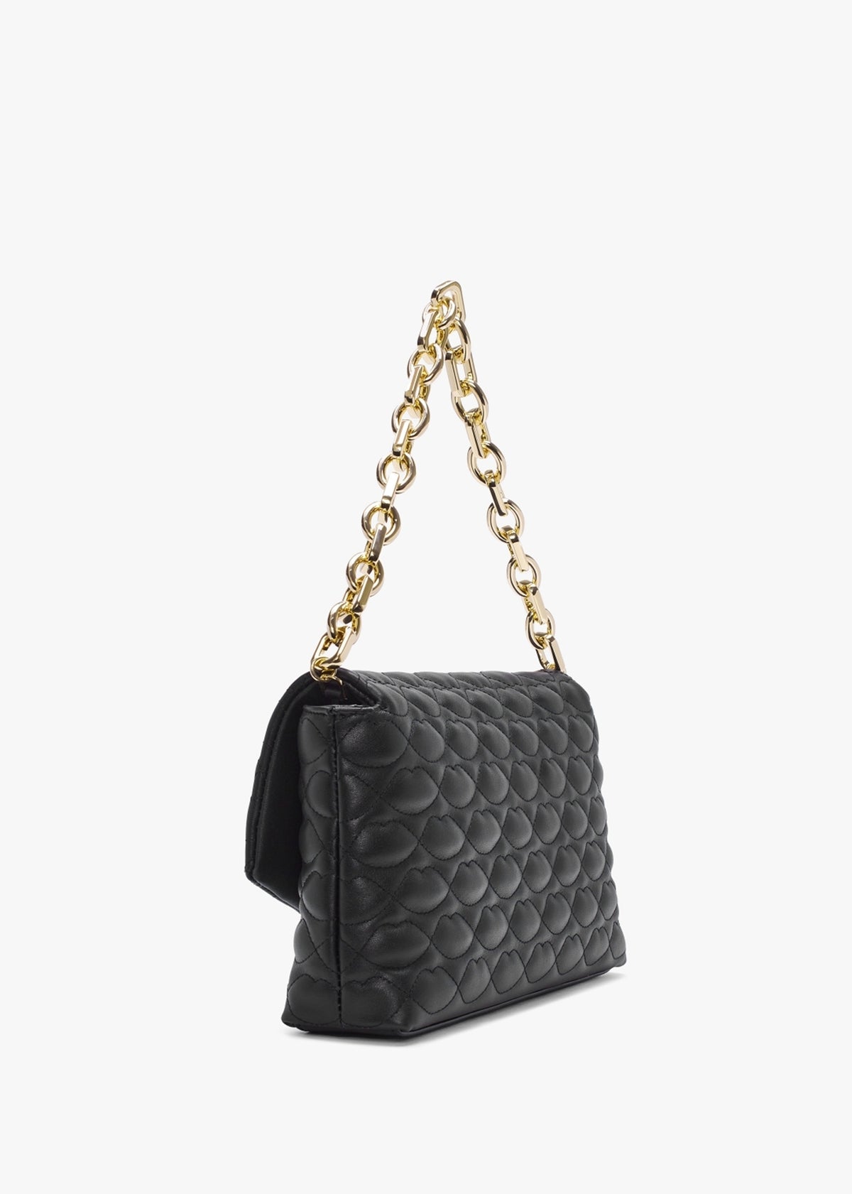 Tara Quilted Lips Black Leather Clutch Bag