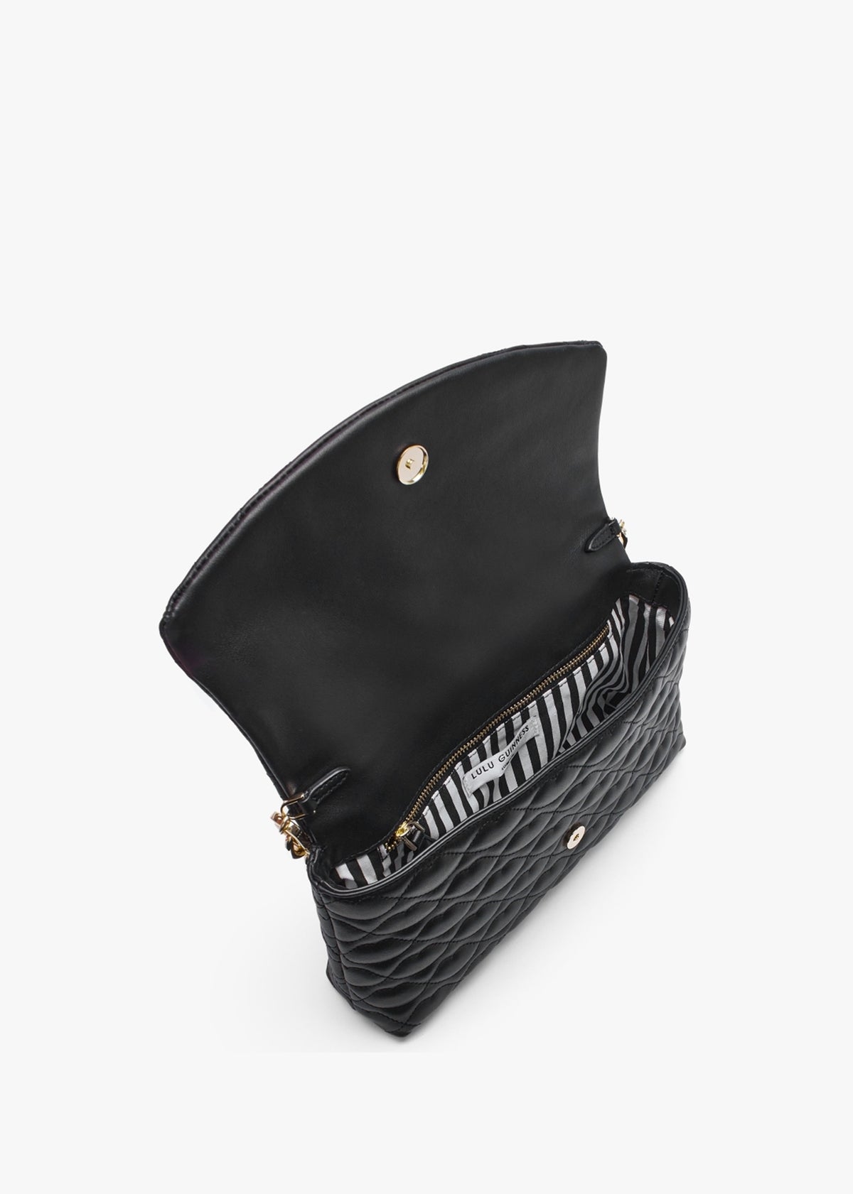 Tara Quilted Lips Black Leather Clutch Bag
