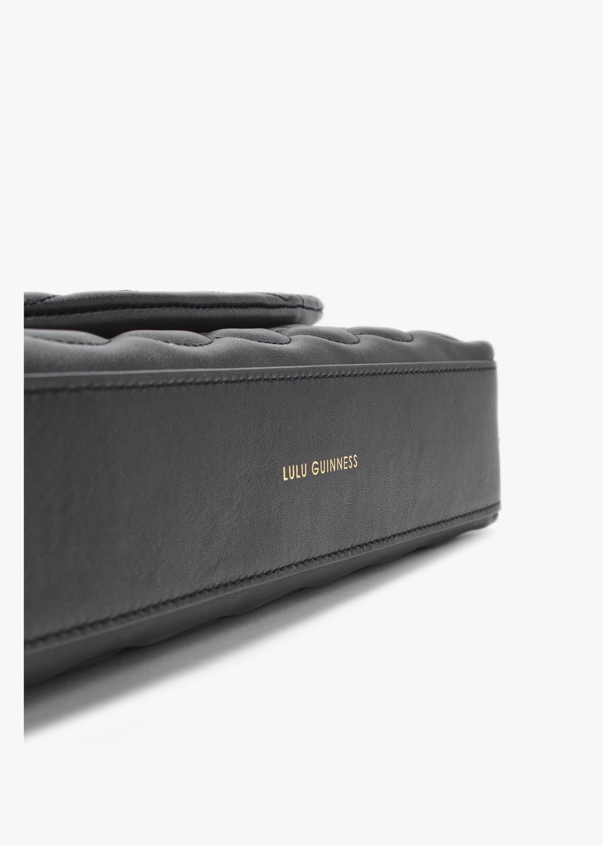 Tara Quilted Lips Black Leather Clutch Bag