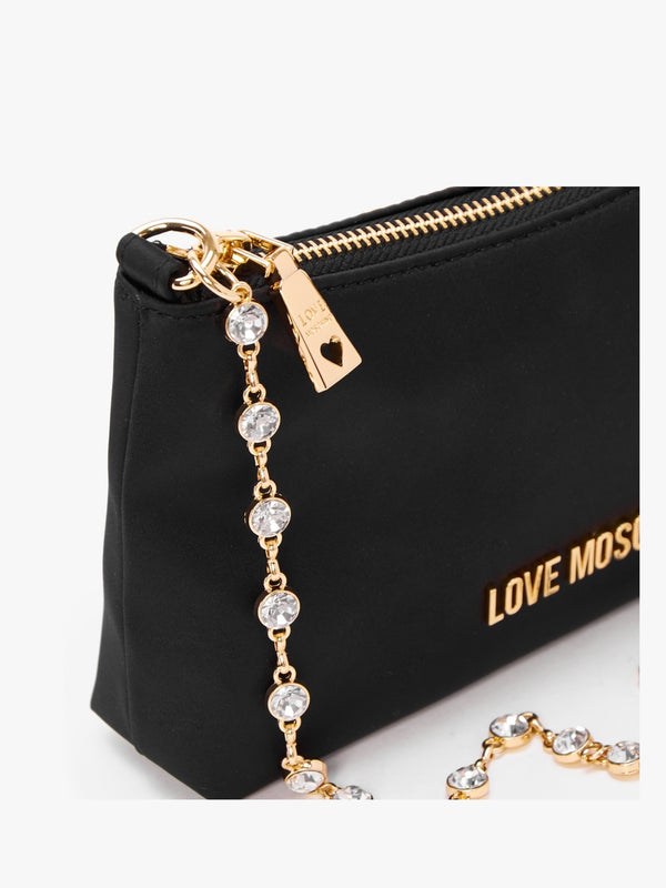 Diamante Strap Black Shoulder Bag