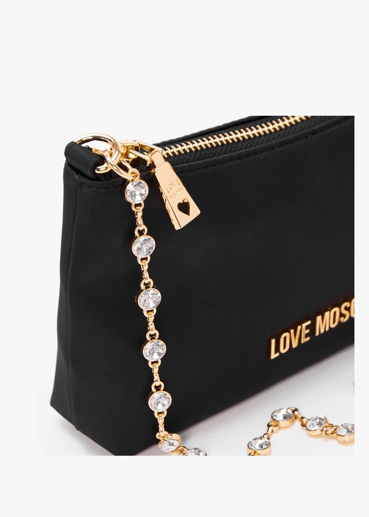 Diamante Strap Black Shoulder Bag