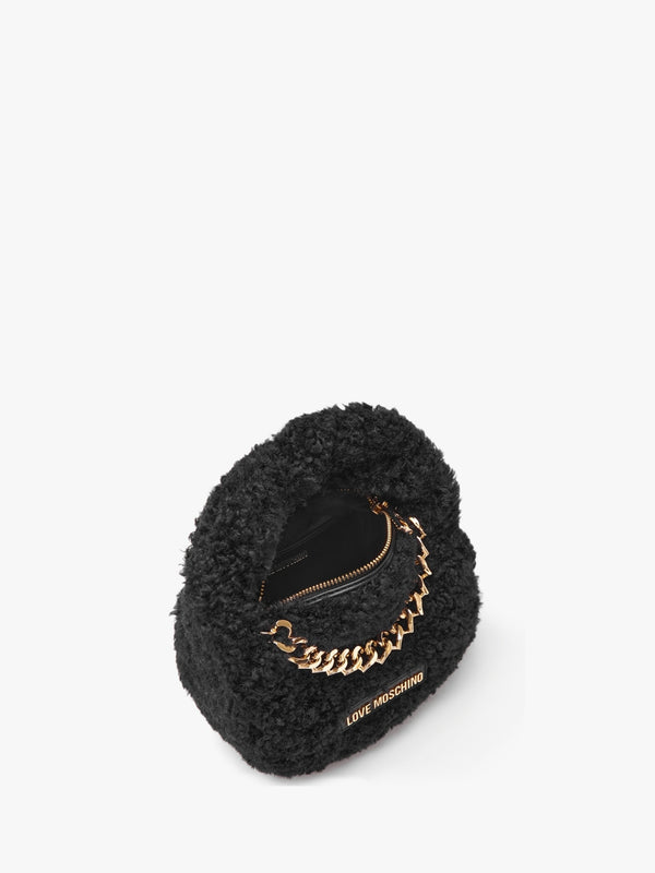 Smart Black Faux Fur Cross-Body Bag