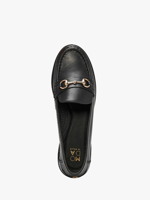 Fabina Black Leather Loafers