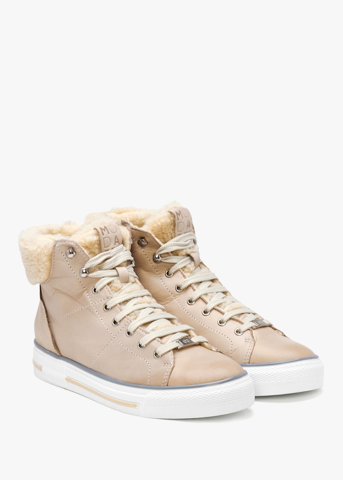 Anniia Cream Leather High Top Trainers