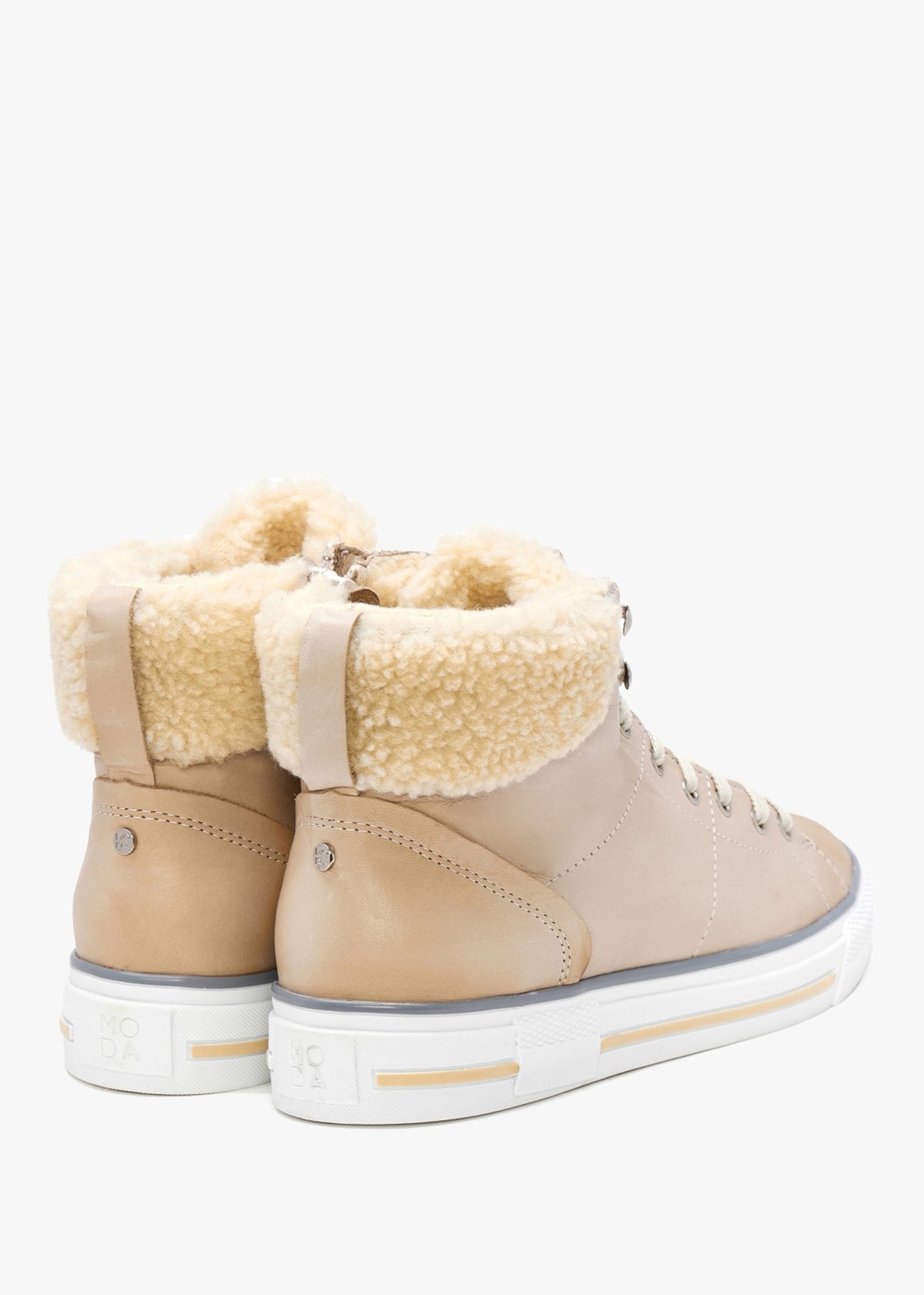 Anniia Cream Leather High Top Trainers