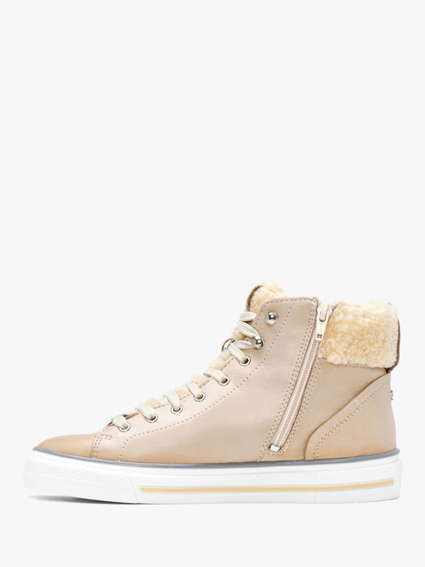 Anniia Cream Leather High Top Trainers
