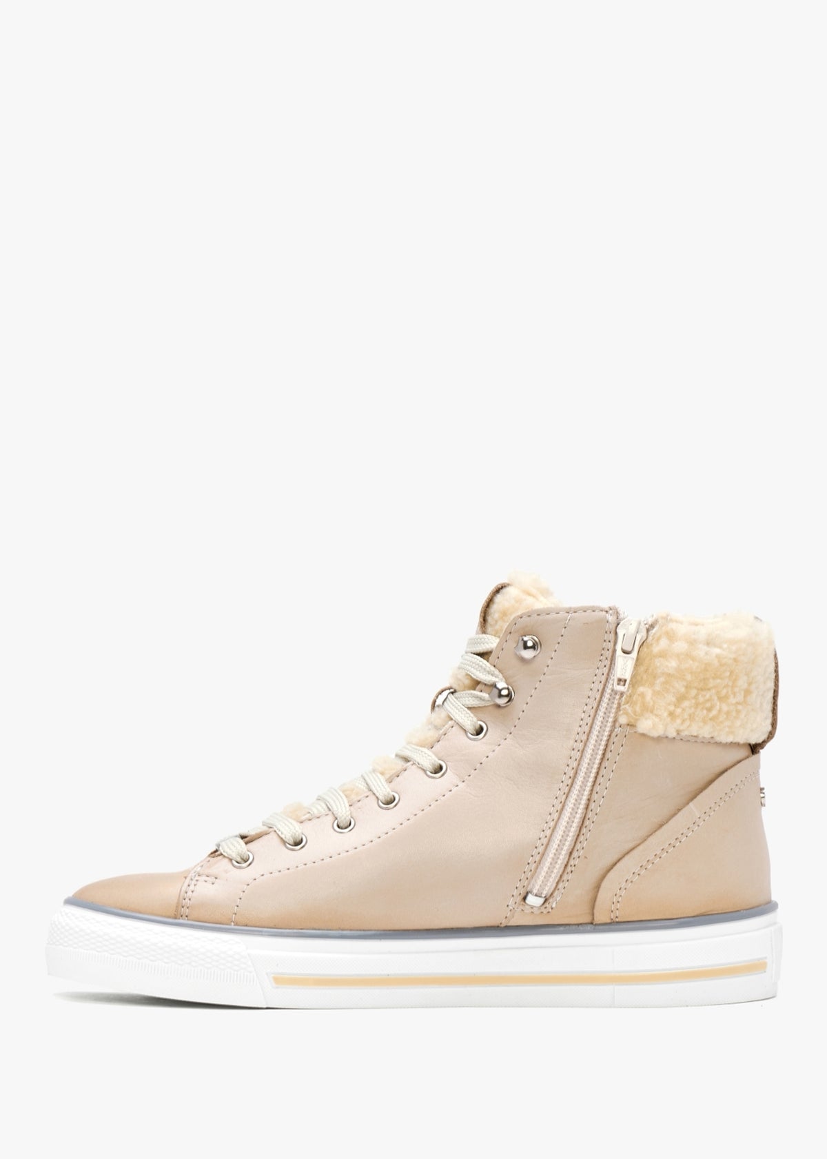Anniia Cream Leather High Top Trainers