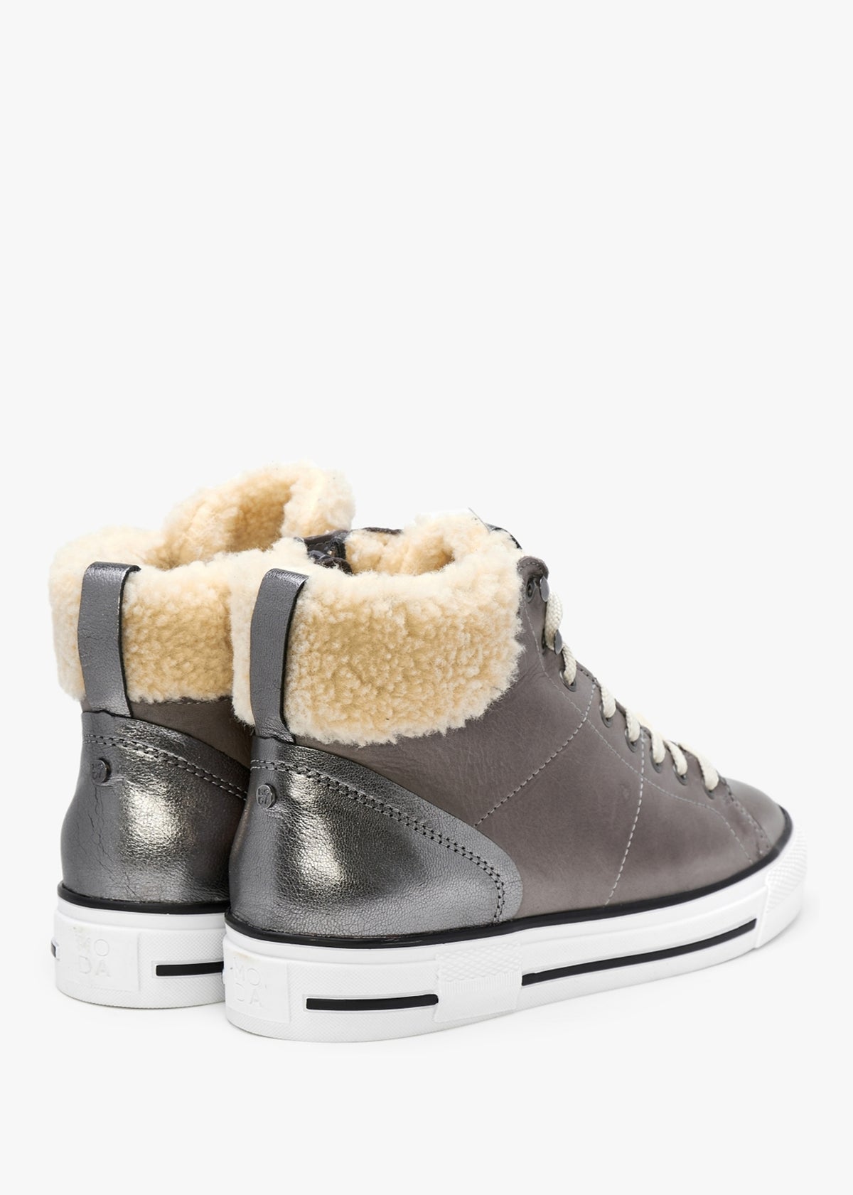 Anniia Pewter Leather High Top Trainers