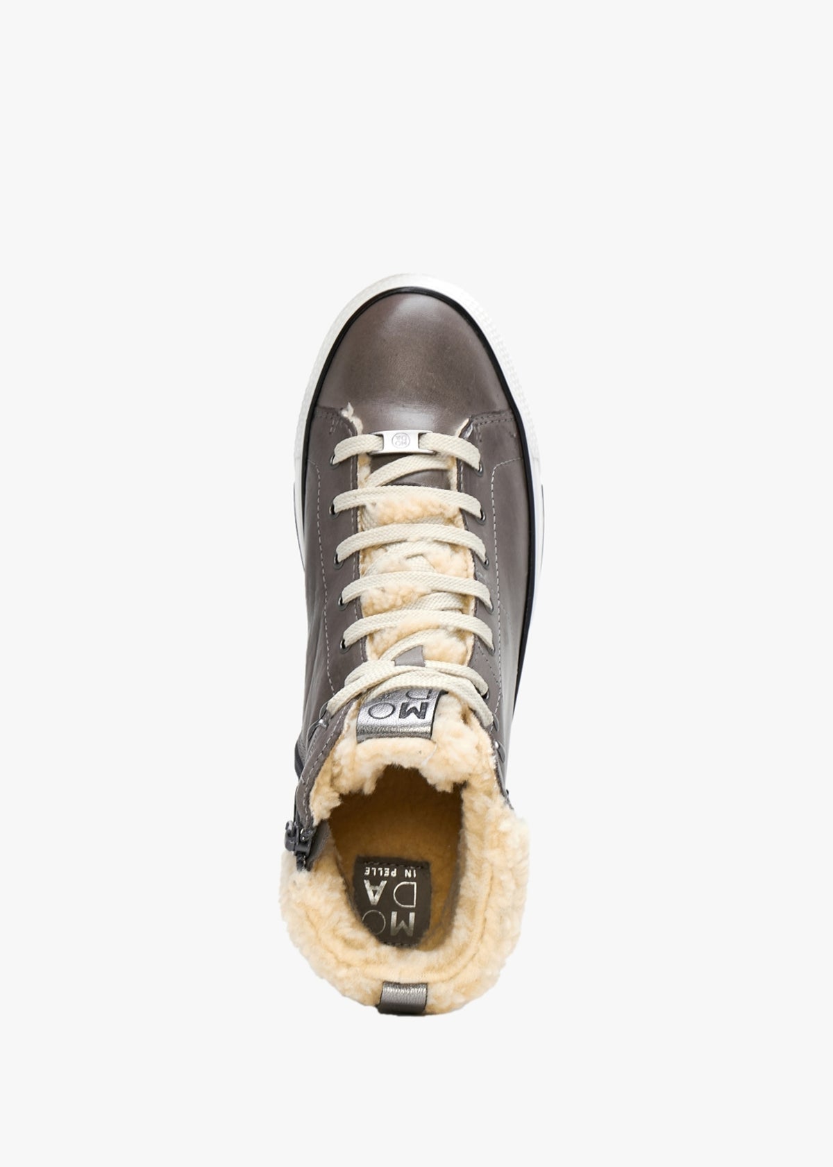 Anniia Pewter Leather High Top Trainers