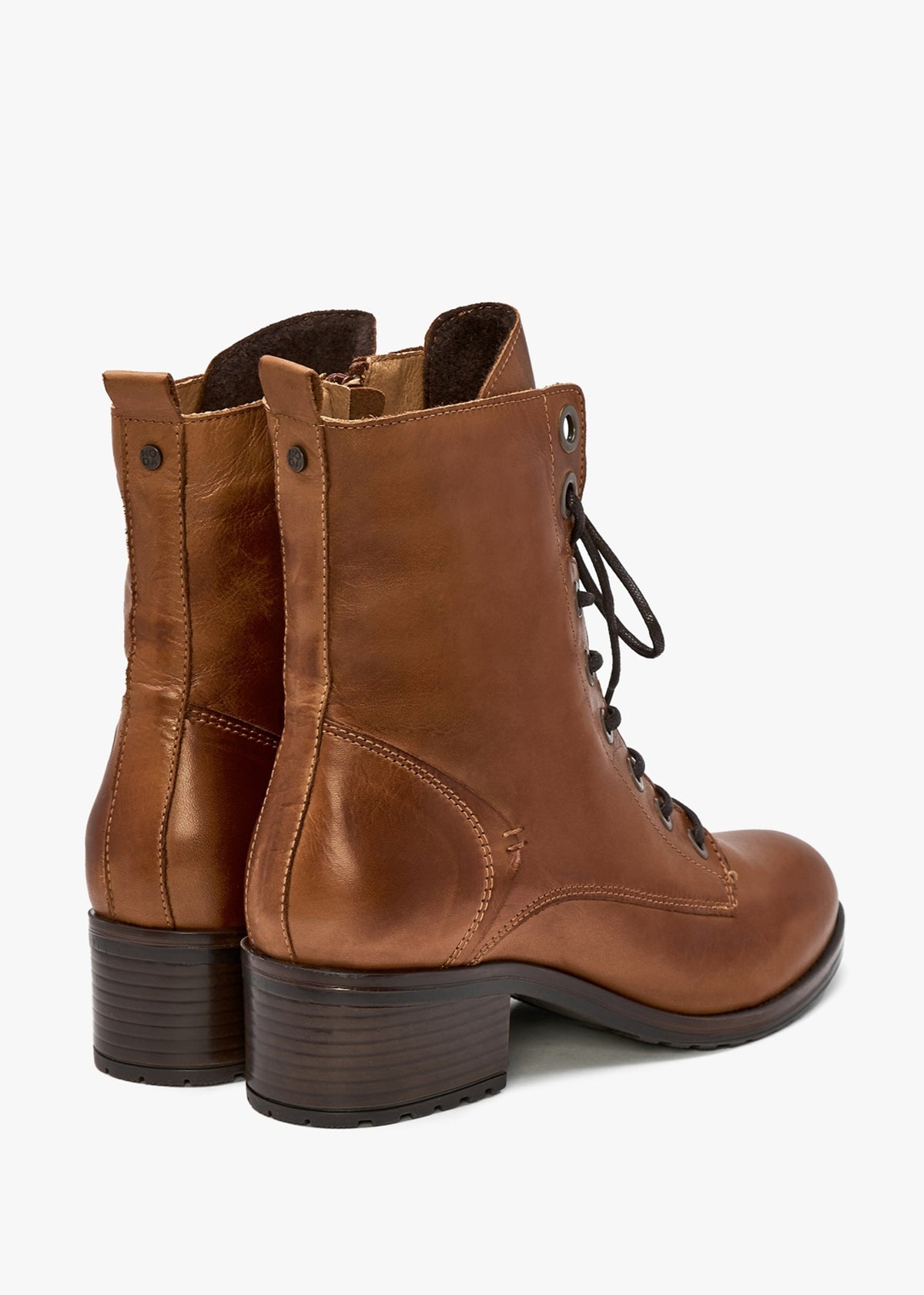 Bezzie Tan Leather Block Heel Ankle Boots