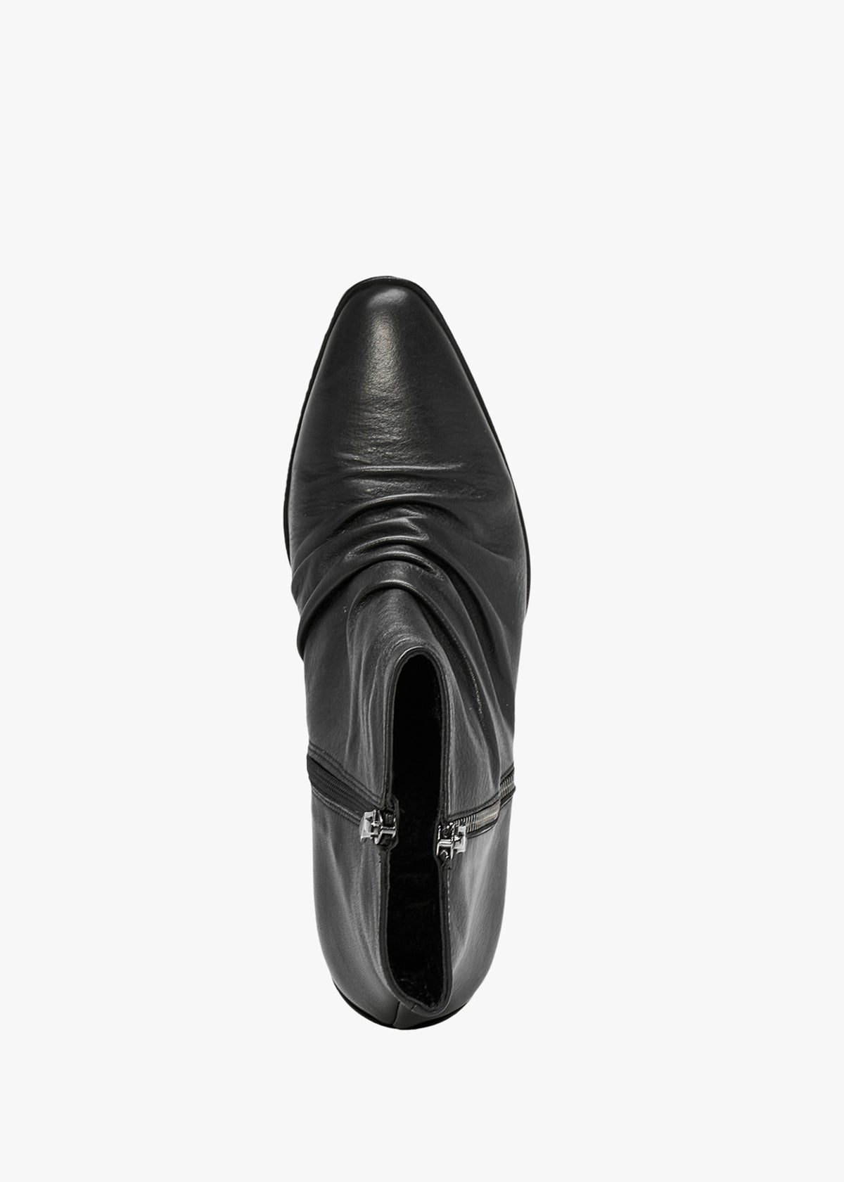 Coralie Black Leather Western Ankle Boots