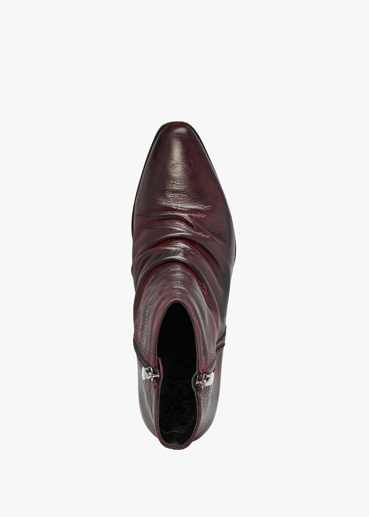Coralie Burgundy Leather Western Ankle Boots