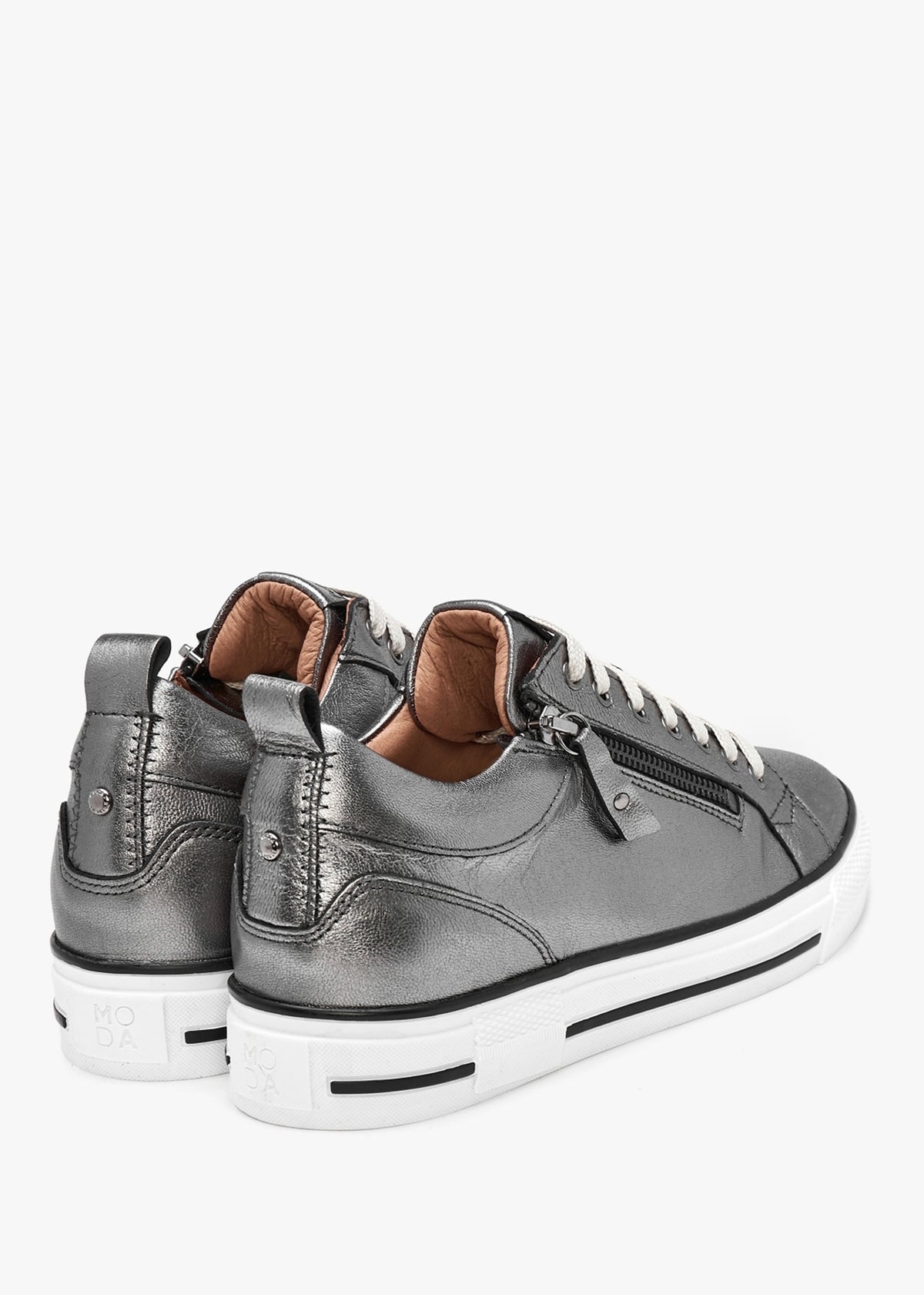 Brayleigh Pewter Leather Trainers