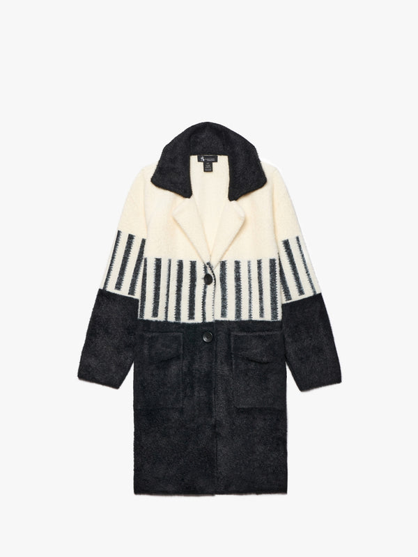 Black & White Colourblock Monochrome Coat
