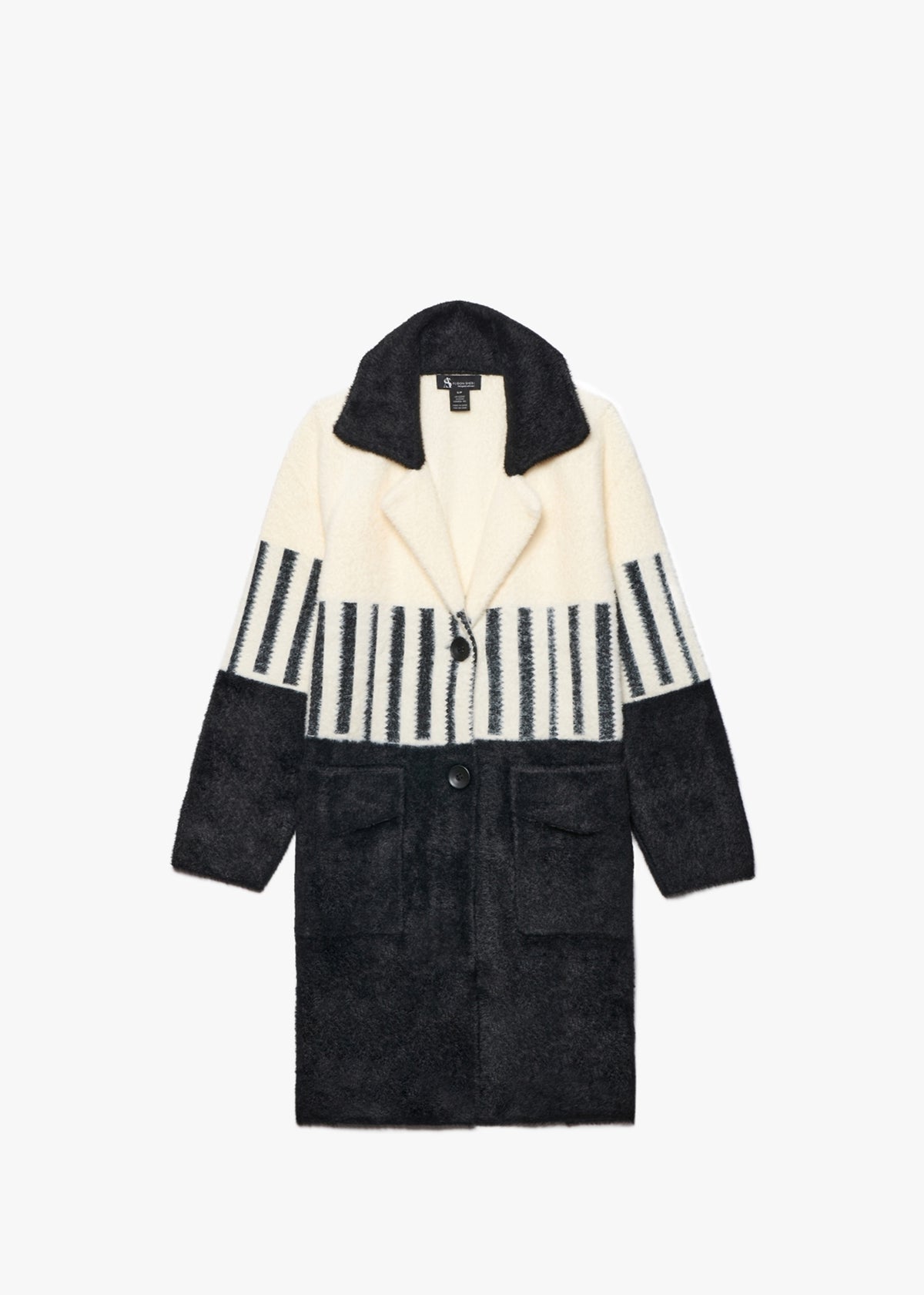 Black & White Colourblock Monochrome Coat