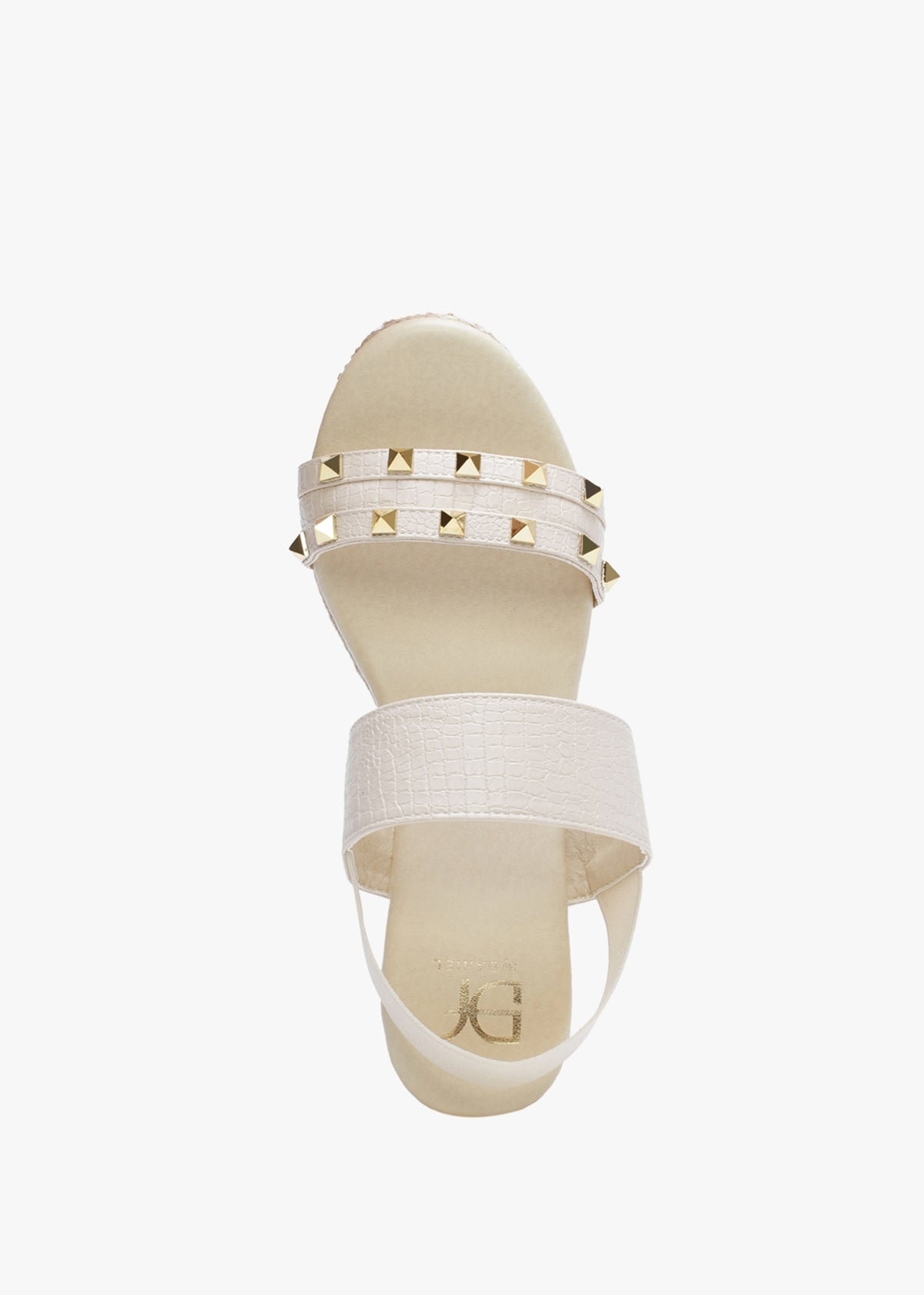 Cubedge Beige Reptile Studded Wedge Sandals