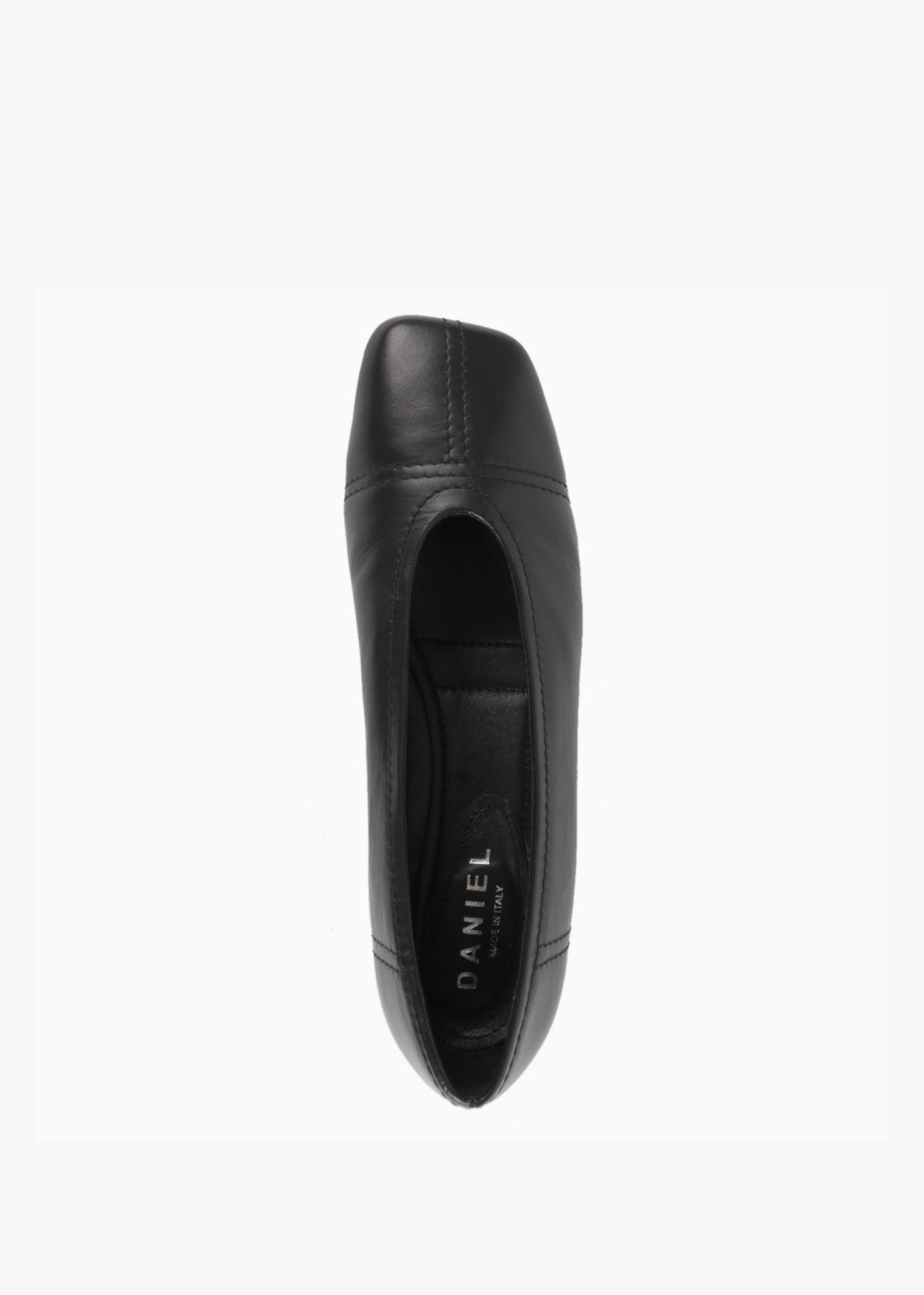 Angled Black Leather Square Toe Pumps