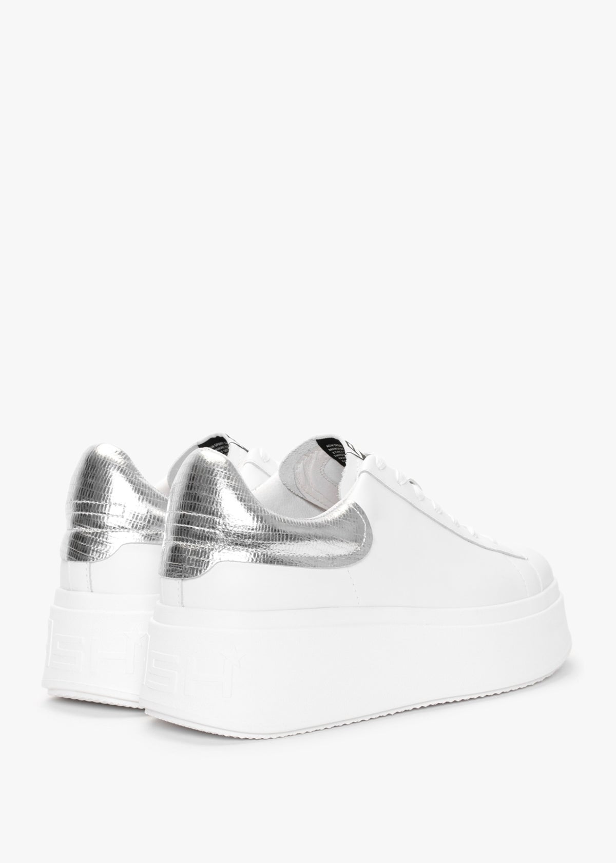 Moby White Silver Leather Chunky Trainers