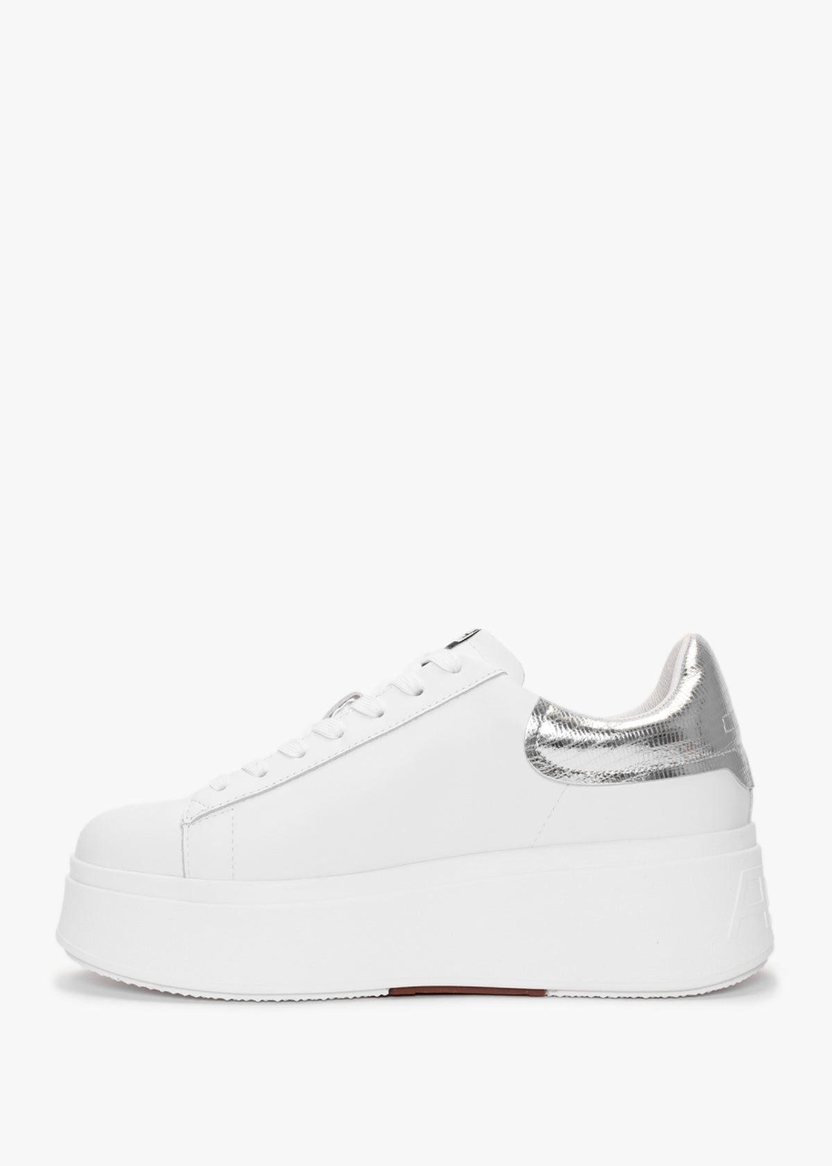 Moby White Silver Leather Chunky Trainers
