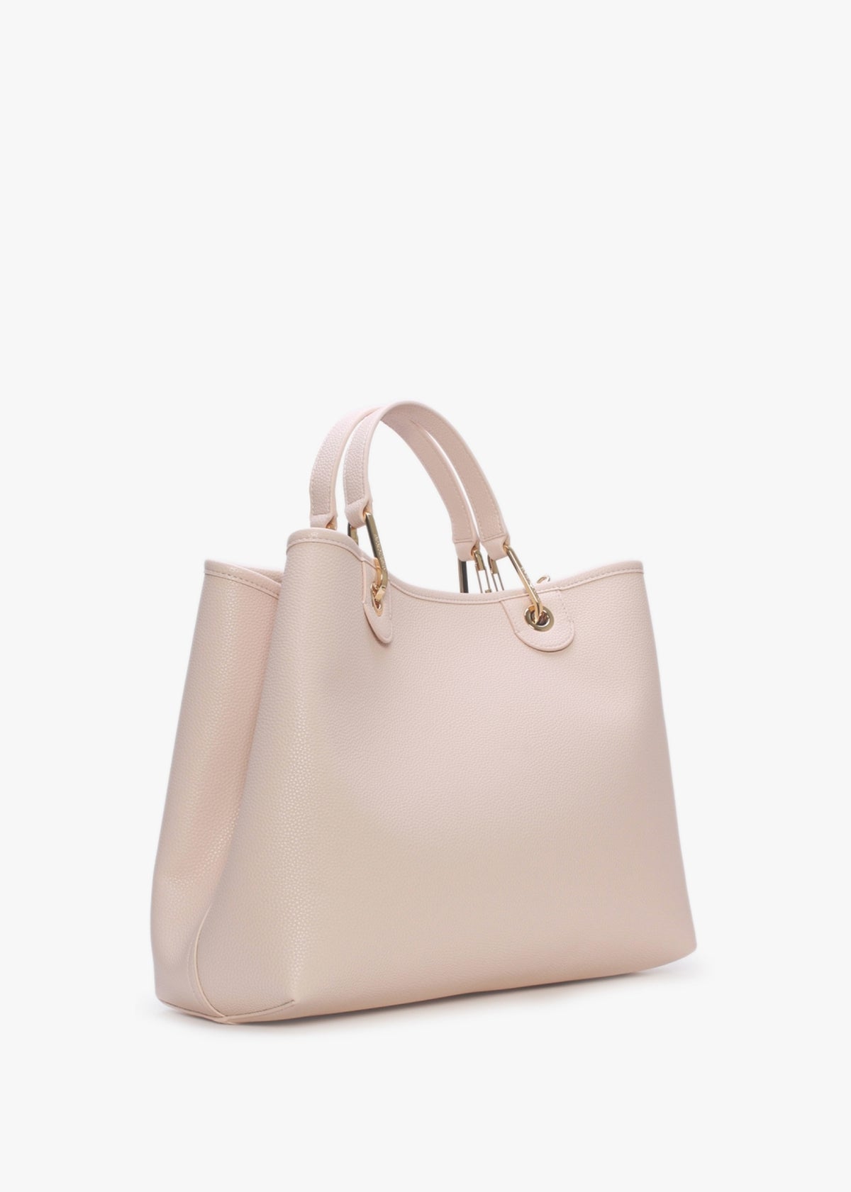 Nude Dark Brown Pebbled Shopper With Pouch