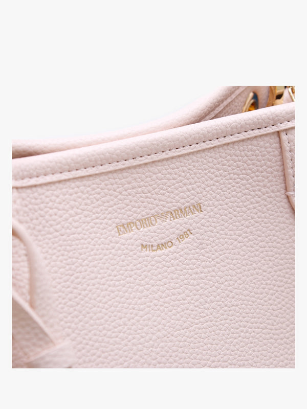 Nude Dark Brown Pebbled Shopper With Pouch