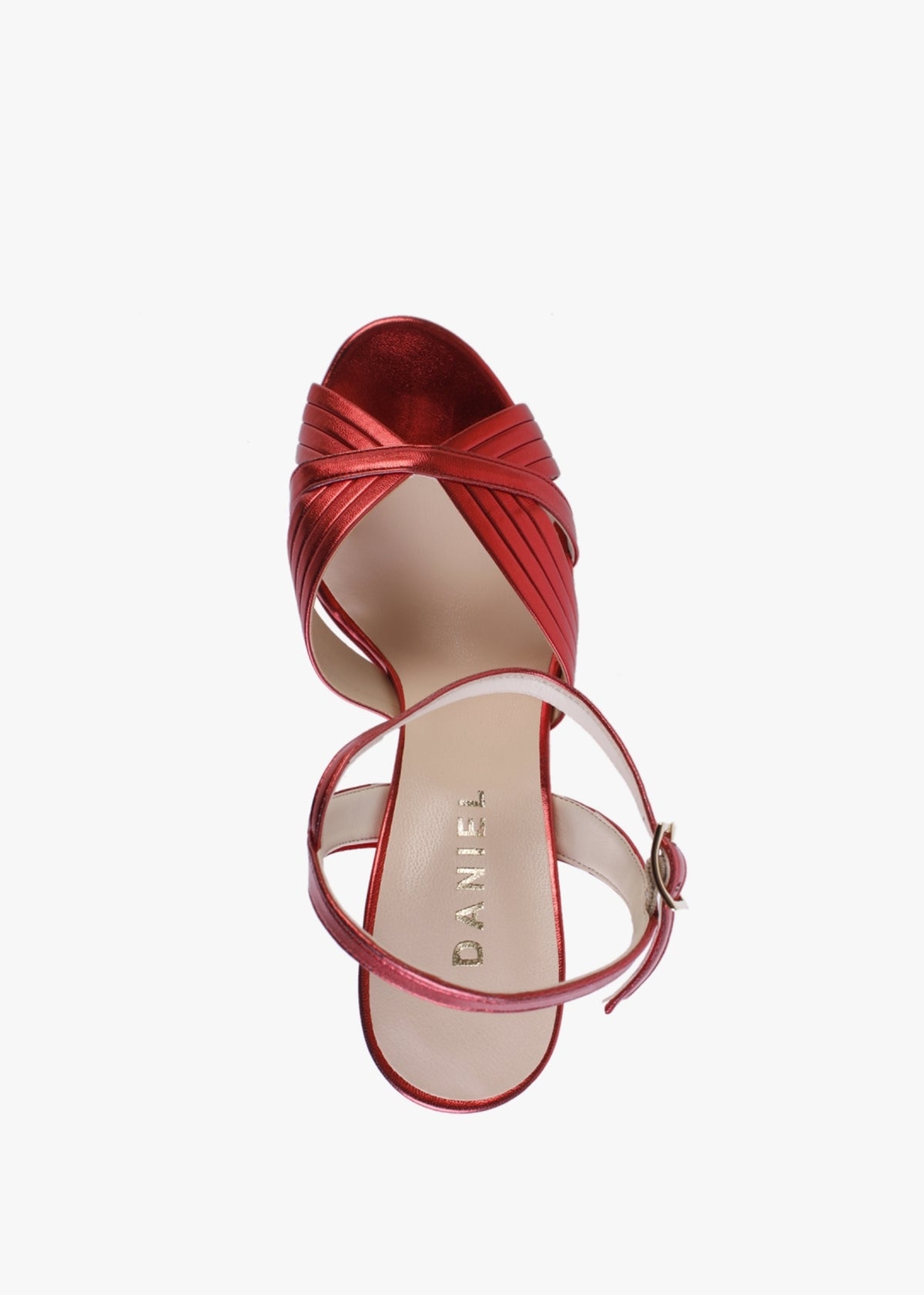 Avery Red Leather Platform Heeled Sandals
