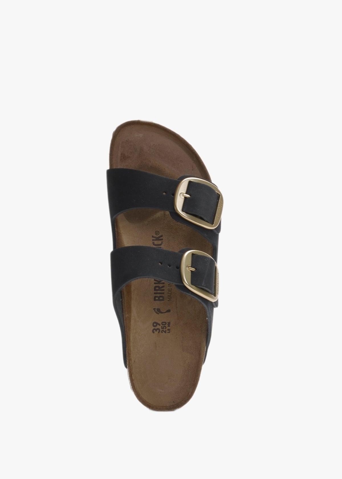 Arizona Big Buckle Black Nubuck Leather Two Bar Mules