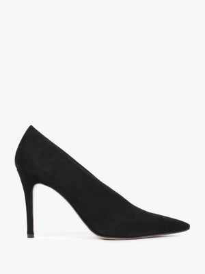 Afia Black Suede V Front Court Shoes