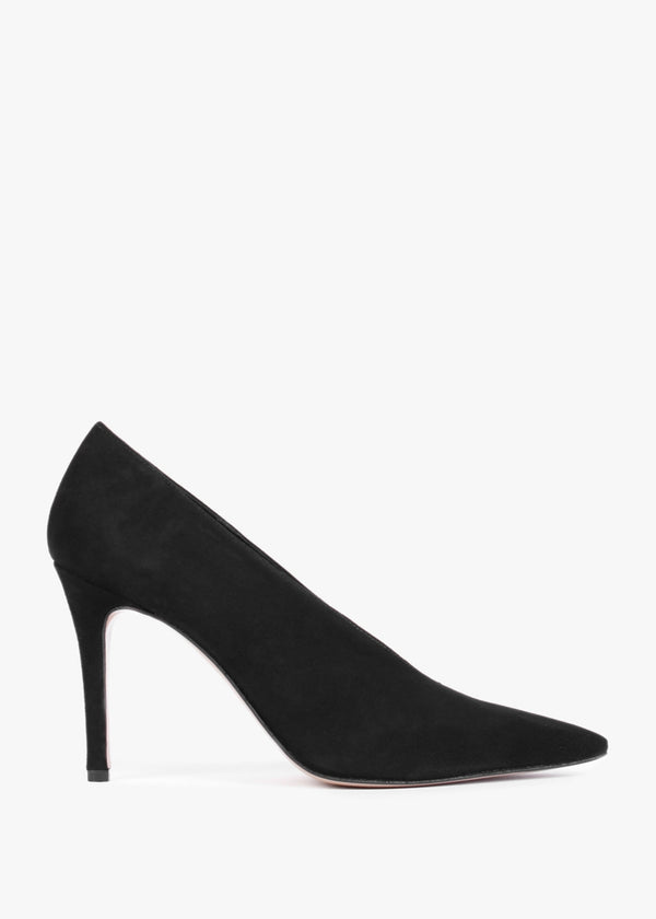 Afia Black Suede V Front Court Shoes