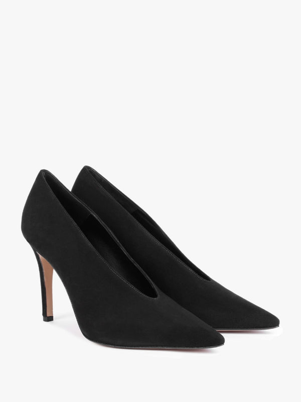 Afia Black Suede V Front Court Shoes