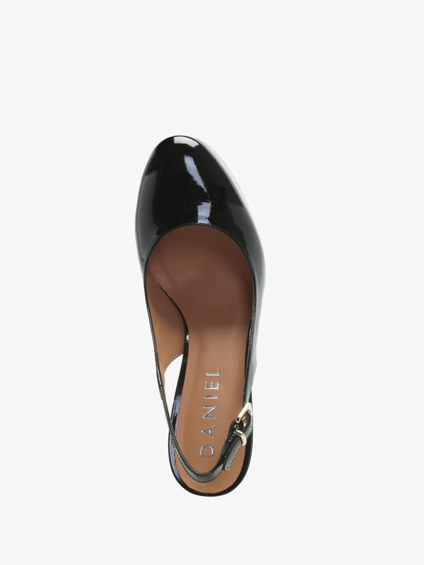 Nosling Black Patent Leather Platform Heeled Sandals
