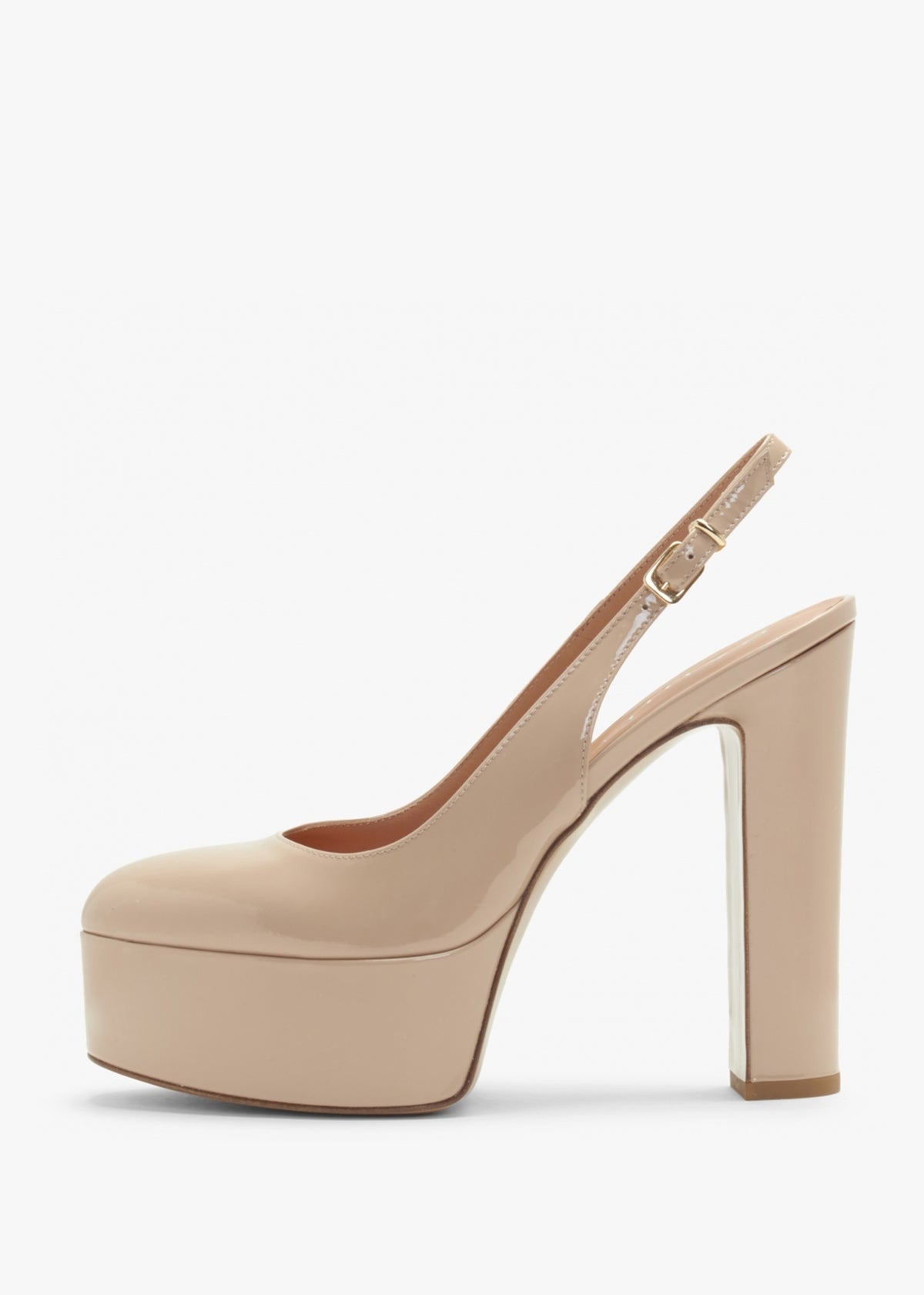 Nosling Nude Patent Leather Platform Heeled Sandals